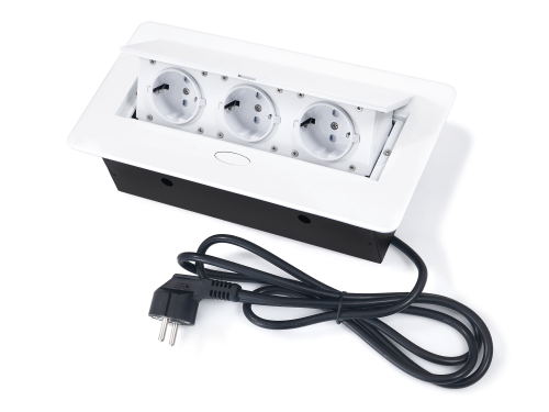 Distribuitor de birou încorporabil în masă, bară de alimentare cu 3 prize de 230V Multibox 1 - Alb ver. 2