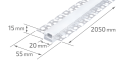 Set: Profil aluminiu flexibil FLEX Dual pentru benzi LED - Argintiu neprelucrat - 2m