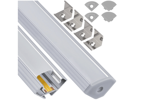 Zestaw: Profil aluminiowy narożny do taśm LED - Srebrny anodowany - 2m
