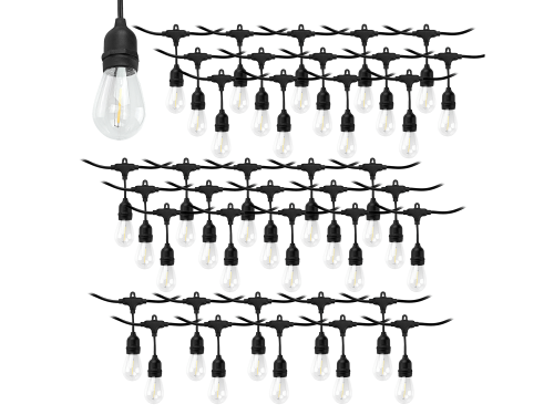 Set: Ghirlandă de grădină 20m 40xE27 + 40x Bec LED E27 1W filament