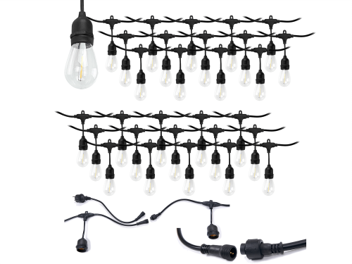 Set: Ghirlanda de grădină 15m 30xE27 + 30x Bec LED E27 1W filament