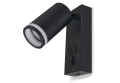 Aplica de perete LED GU10 cu întrerupător și port USB – lampă de noapte neagră