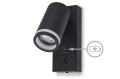 Aplica de perete LED GU10 cu întrerupător și port USB – lampă de noapte neagră