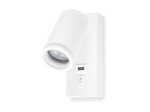 Lumină de perete LED GU10 cu întrerupător și port USB – lampă de noapte albă