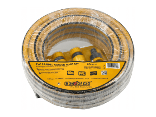 Furtun de grădină 15m 1/2" PVC cu fibră întărită + set de conectori