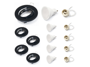 Set: 5x corp halogen subteran mobil negru SITA + bec LED 5W 4500K + soclu GU10
