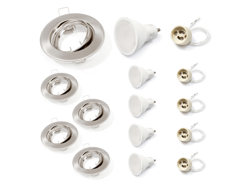 Set: 5x corp de iluminat halogen sub tencuială mobil SITA + bec LED 5W + soclu GU10 4500K