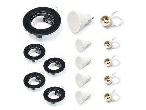 Set: Corp de iluminat halogen sub tencuială fix negru TASI + bec LED 5W 4500K + soclu GU10