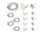 Set: Corp halogen sub tencuială fix crom TASI + bec LED 5W 4500K + soclu GU10