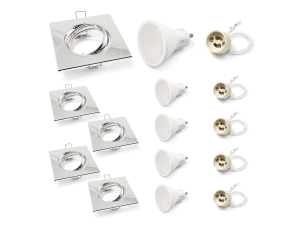 Set: 5x spot halogen încastrat mobil SATI cromat + bec LED 5W 4500K + soclu GU10