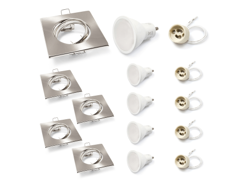 Set: 5x spot încastrat mobil SATI satinat + bec LED 5W 4500K + soclu GU10