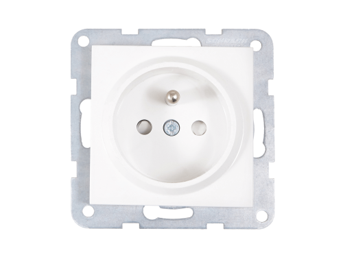 Priză cu pin de împământare și obturator – Visio S55 – Cleme automate – Alb