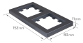 Cadru 2-module pentru prize și întrerupătoare – Visio S55 – Antracit – CUBIC