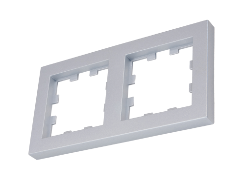 Ramă 2-modul pentru prize și comutatoare – Visio S55 – Argintie – CUBIC