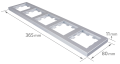 Ramă 5-module pentru prize și întrerupătoare – Visio S55 – Argintiu – CUBIC