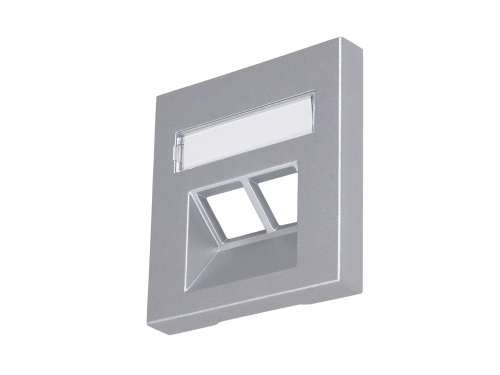 Placă centrală pentru prize RJ45 dublă – Visio S55 – Argintie – CUBIC