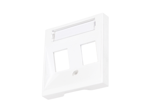 Placă centrală descriptivă pentru prize RJ45 – dublă – Visio S55 – Albă – CUBIC