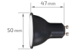 Bec LED GU10 4.9W 230V – Alb cald (2700K) – Negru