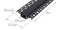 Set: Profil din aluminiu pentru plăci din gips-carton, pentru benzi LED de 20 mm – Negru – 2 m