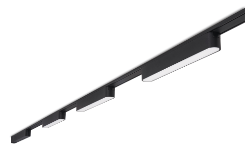 Set Luxo Linea – lampă pe șină LED 12W x3 + șină de 2m + sursă de alimentare – Negru – Alb neutru (4000K)