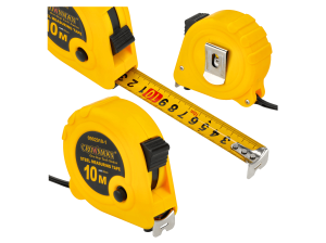 Ruletă din oțel, retractabilă, 10 m x 25 mm, cu blocare.