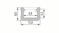 Profil din aluminiu X pentru benzi LED - Auriu - 2m