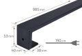 Aplica de perete LED KEA 9W 100 cm – negru mat – alb neutru (4000K)