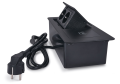 Priza incorporabilă în blat, 2x AC 230V, USB A+C, încărcător wireless, Multibox VII - Negru mat
