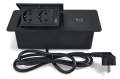 Priza incorporabilă în blat, 2x AC 230V, USB A+C, încărcător wireless, Multibox VII - Negru mat