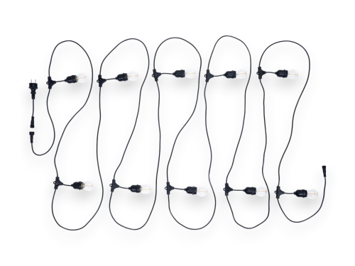 Set: Ghirlandă luminoasă de grădină 10m, 10xE27 + 10x Bec LED E27 1W filament