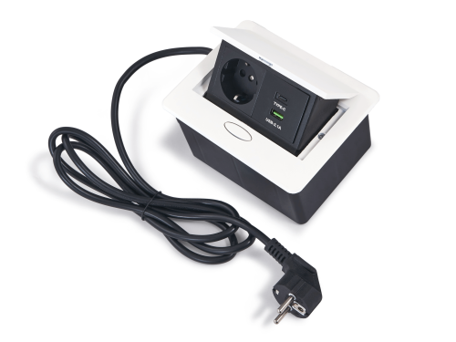 Priză încorporabilă în blat, 1x AC 230V, 1x USB-C și 1x USB-A, Multibox 5 - Crem