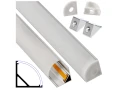 Set: Profil din aluminiu de colț pentru benzi LED - Argintiu anodizat - 2m