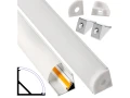 Set: Profil din aluminiu de colț pentru benzi LED - Alb - 2m