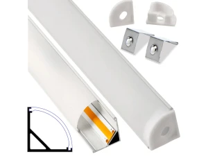 Set: Profil din aluminiu de colț pentru benzi LED - Alb - 2m