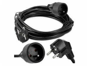 Prelungitor electric 5m cu împământare, 1 priză, negru