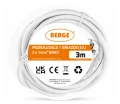 Prelungitor electric 3m, 1 priză cu împământare, alb