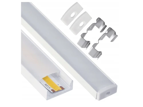 Profil din aluminiu aparent pentru benzi LED 1m, alb, cu dispersor mat și accesorii