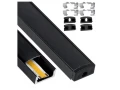 Profil din aluminiu aparent pentru benzi LED 1m negru, cu dispersor opal și accesorii
