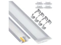 Profil din aluminiu încastrat pentru benzi LED 1m, argintiu anodizat, cu difuzor mat și accesorii