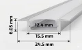 Profil din aluminiu încastrat pentru benzi LED 1m, argintiu anodizat, cu difuzor mat și accesorii