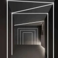 Profil aluminiu de colț pentru benzi LED 1 m negru, cu dispersor negru și accesorii