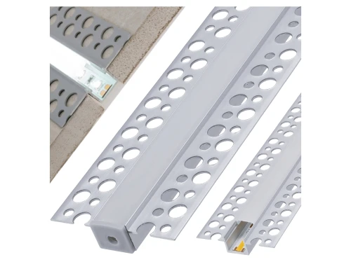 Profil din aluminiu pentru plăci din gips-carton pentru benzi LED 12mm 1m argintiu anodizat cu difuzor lăptos și accesorii
