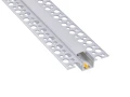 Profil din aluminiu pentru plăci din gips-carton pentru benzi LED 12mm 1m argintiu anodizat cu difuzor lăptos și accesorii