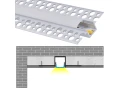 Profil din aluminiu pentru plăci din gips-carton pentru benzi LED 12mm 1m argintiu anodizat cu difuzor lăptos și accesorii