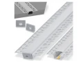 Profil din aluminiu pentru plăci de gips-carton pentru benzi LED 17mm 1m argintiu cu difuzor opal și accesorii