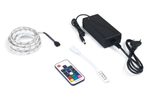 Set bandă LED 12V | 5050 | 300LED | 5m | IP65 | RGB + controler RF17 + alimentator 72W