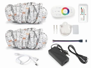 Set bandă LED 12V | 5050 | 300LED | 10m | IP20 | RGB + CONTROLER RF-RGB-004 + ALIMENTATOR 72W