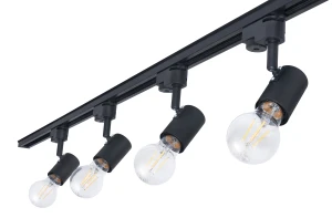Set Steka Halo lampă LED pe șină neagră E27 x4 + șină 2m - Negru