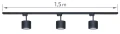 Set Steka Toni lampă pe șină LED AR111 GU10 x3 + șină 1.5m - Negru