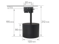 Set Steka Toni lampă pe șină LED AR111 GU10 x4 + șină 2m - Negru